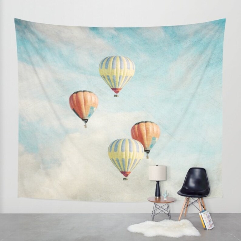 from artist, wall tapestry, wall hanging, large size wall art, oversized tapestry, oversized hanging, unique, original, Hot air balloons image 1