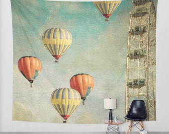 from artist, wall tapestry, wall hanging, large size wall art, oversized tapestry, oversized hanging, unique, original, Hot air balloons