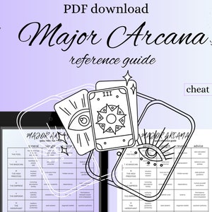 Major Arcana cheat sheet, quick reference guide, tarot readings, digital download, printable PDF image 2
