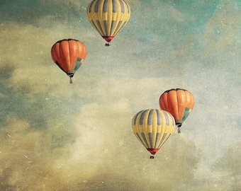 Hot air balloons photo print. Original photography from artist, Large size wall art, Whimsical Art, Various sizes
