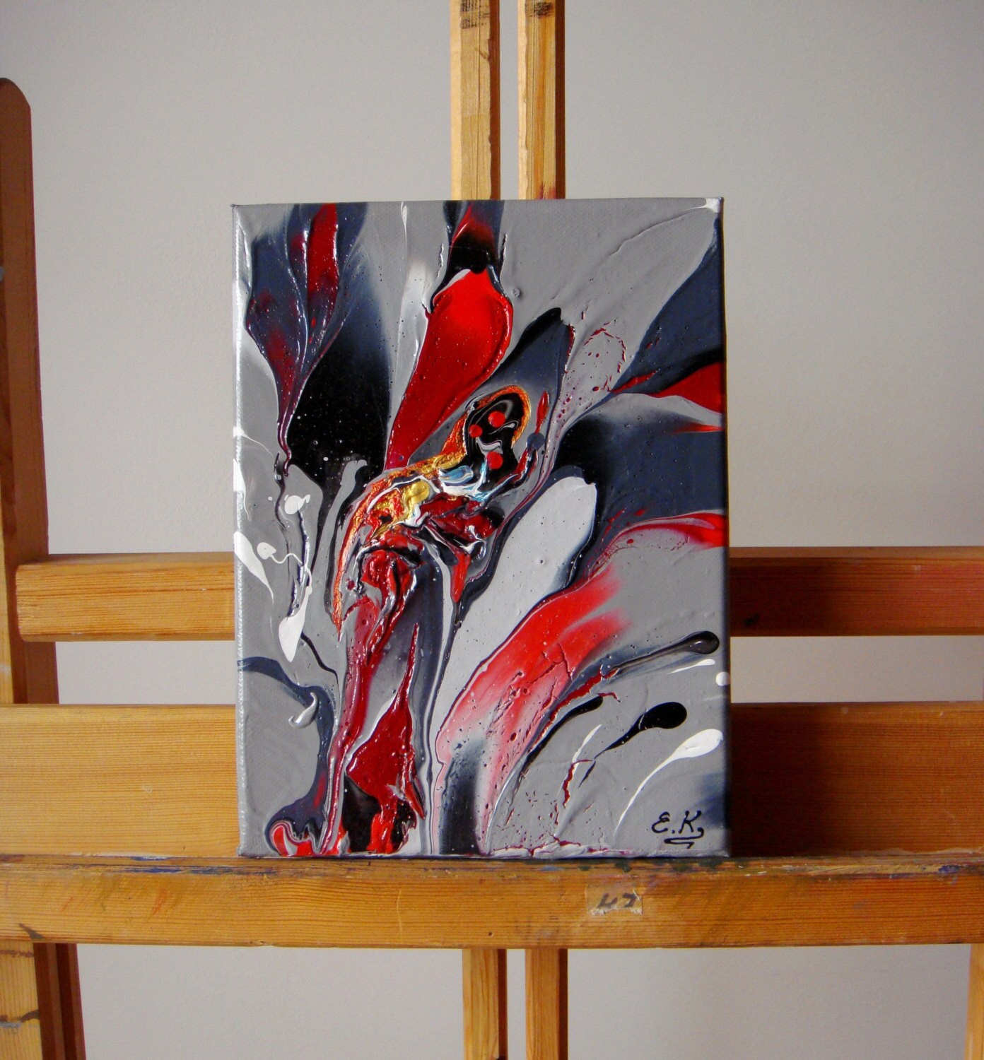 10 % DE VENTA Gris rojo pintura original arte moderno pintura | Etsy