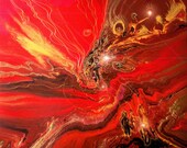 Rot-Malerei auf Leinwand | Einzigartige Original-Kunst | Exklusive Lackierung mit Swarovski Kristallen | Abstrakte Acrylmalerei in Handarbeit