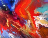 Moderne Originalvorlage | ABSTRAKTE MALEREI | Bunte Acryl-Malerei auf Leinwand | Moderne Wandkunst | Rot blau Malerei | Fine Art
