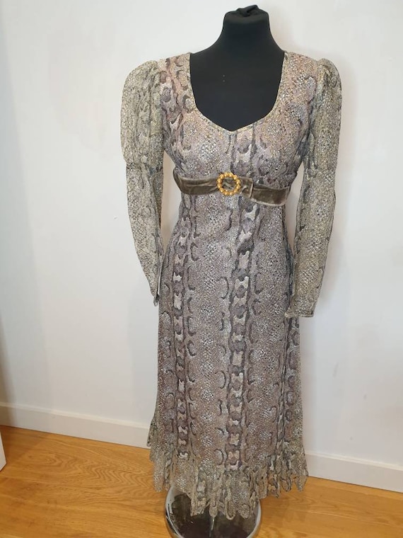 Dollyrockers snake print gold 70s dress great cond