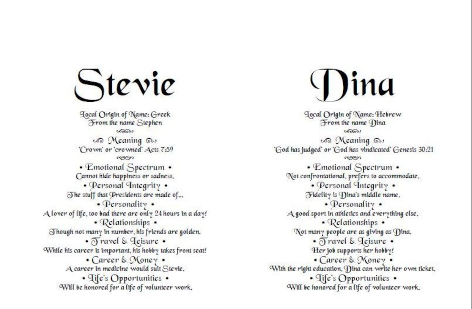 Two Names Together With Meaning order by Email as PDF Etsy