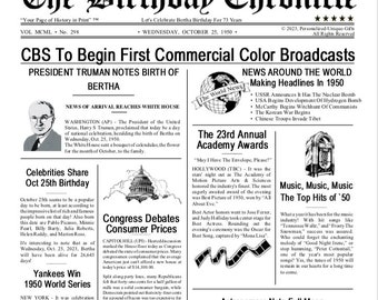 Digital File ~ the Birthday Chronicle: Digital Edition Personalized ...