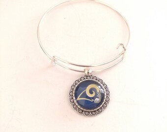 Saint Louis Rams football team round charm bangle bracelet