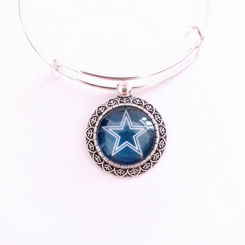 Dallas Cowboys football team round charm bangle bracelet