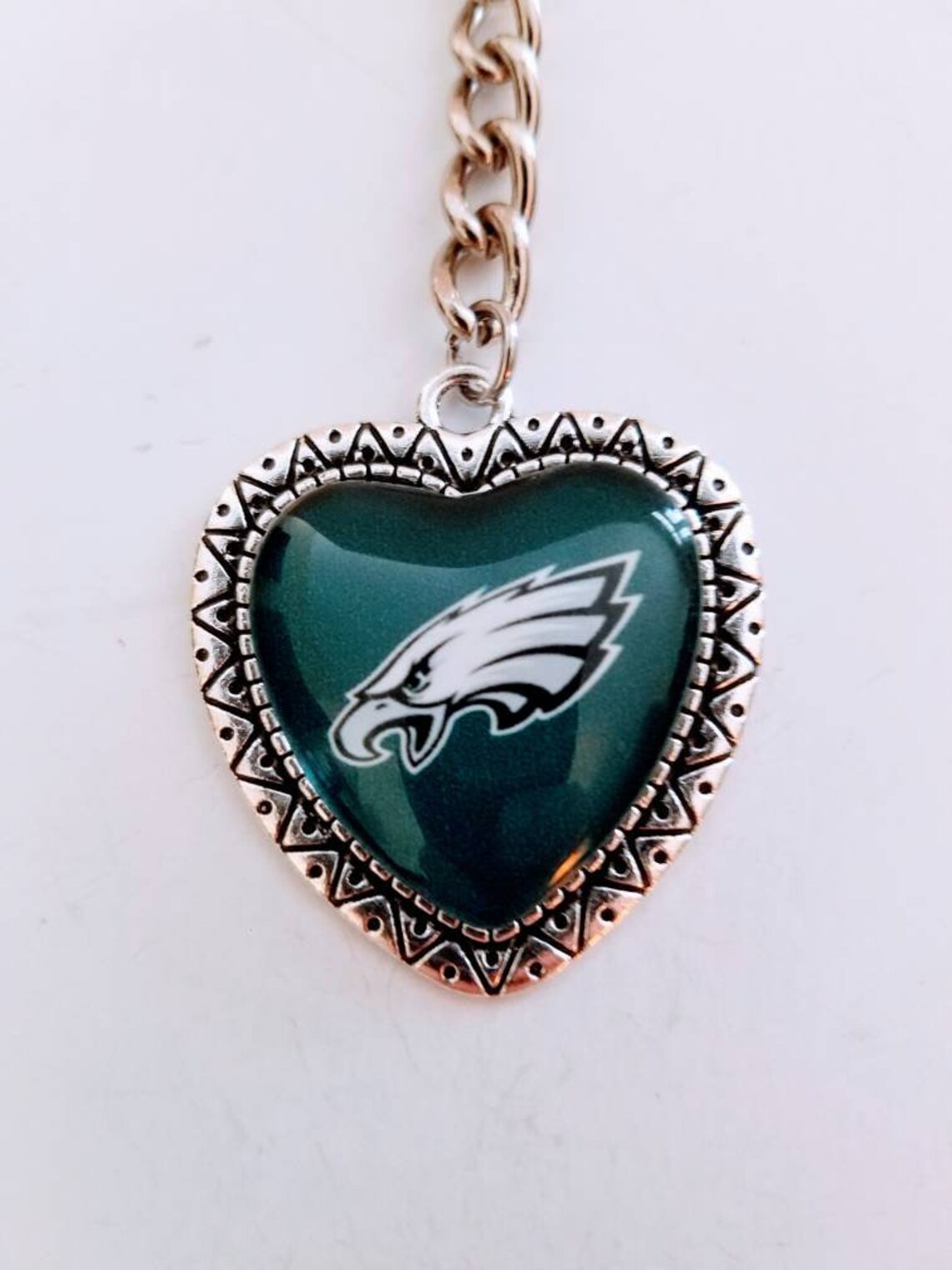 Philadelphia Eagles Football Team Heart Charm Keychain Etsy