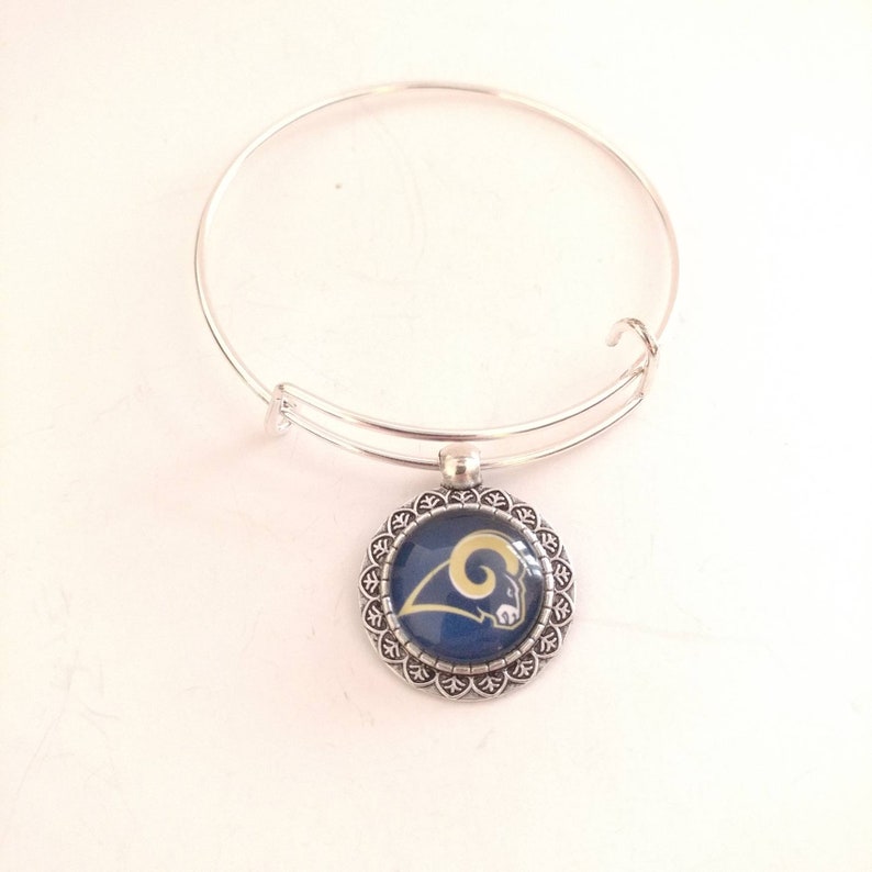 Saint Louis Rams football team round charm bangle bracelet