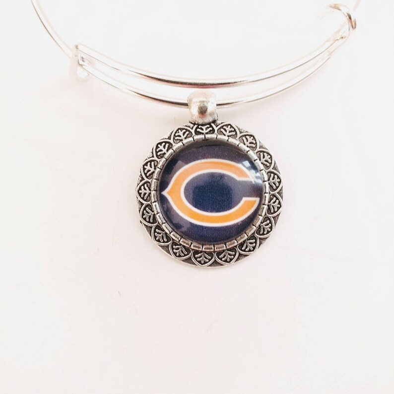 Chicago Bears football team round charm bangle bracelet