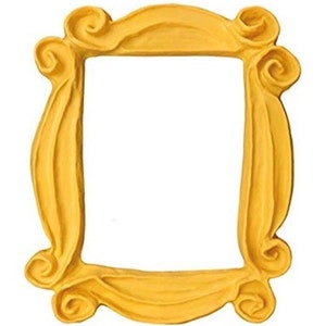 May include: A yellow picture frame with a unique, wavy design. The frame is empty and ready to hold a photo or artwork.