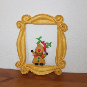 Frame in Monica&#39;s  apartment door. Peephole door frame Yellow frame
