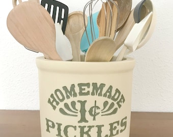 Best Seller. Utensils holder. Monica’s kitchen. 100% Handmade. Homemade 1c pickles. Handmade with resin. Best friends present!