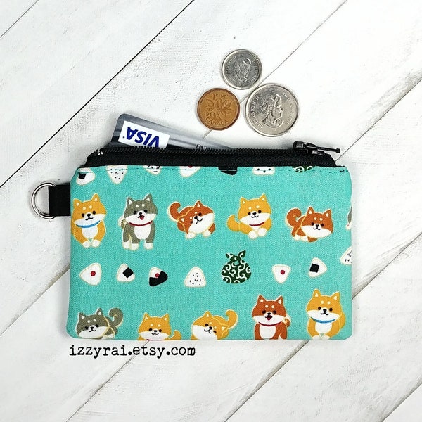 Coin Purse - SHIBA INU Dogs - Cute Coin Purse - Gift - Change Wallet - Zipper Bag - Teal - Card Wallet -Zipper Coin Pouch - Doge Puppies