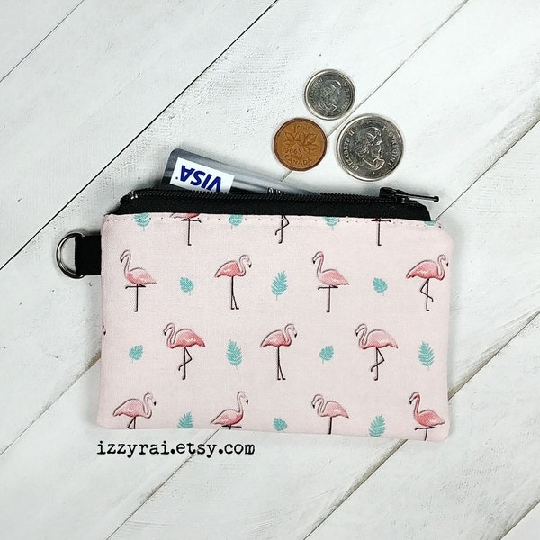 PINK FLAMINGO Coin Purse - Zipper Coin Pouch - Gift - Change Wallet - Zipper Bag - Card Wallet - Privacy Pouch - Travel Bag - Teen Gift