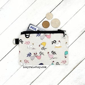 ROOSTERS Coin Purse - Bolsa pequeña con cremallera - Regalo - Pollos - Cambiar billetera - Bolsa con cremallera - Estuche para tarjeta - Lindo monedero de monedas - Bolsa de privacidad