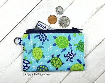 SEA TURTLE - Coin Purse - Gift - Change Wallet - Travel Pouch - Zipper Bag - Card Wallet - Turtles - Ocean Life - Kids Wallet