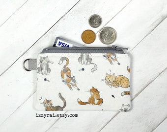 Coin Purse - PLAYFUL CATS - Zipper Coin Pouch - Cute Coin Purse - Change Wallet - Zipper Bag - Cat Lady Gift - Cat Lover - Gift Card Wallet