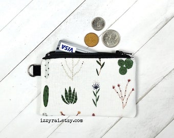 Coin Purse - CACTI / BOTANICALS - Zipper Coin Pouch - Cute Coin Purse - Change Wallet - Zipper Bag - Cactus - Succulent - Gift Card Wallet