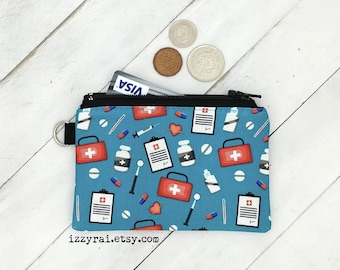 Coin Purse - MEDICAL Gift - Zipper Coin Pouch - Doctor / Nurse Gift - Change Wallet - Zipper Bag - Card Wallet - Band aid Pouch - First Aid