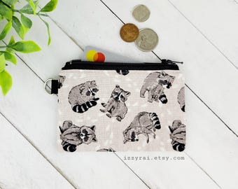 Monedero - MAPACHE - Monedero - Tarjetero - Bosque - Regalo para niños - Monedero bonito - Tarjetero - Bolso con cremallera