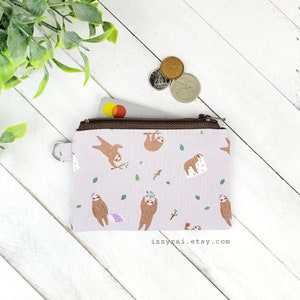 Monedero SLOTH - Pequeño estuche con cremallera - Perezoso soñoliento - Regalo para rellenar medias - Monedero - Bolso con cremallera - Monedero para tarjetas - Monedero bonito