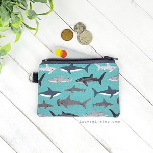 Bolsa con cremallera - SHARKS - Monedero - Billetera para niños - Regalo para amantes de los tiburones - Billetera para monedas - Billetera para tarjetas de regalo - Minimalista - Bolsa pequeña con cremallera