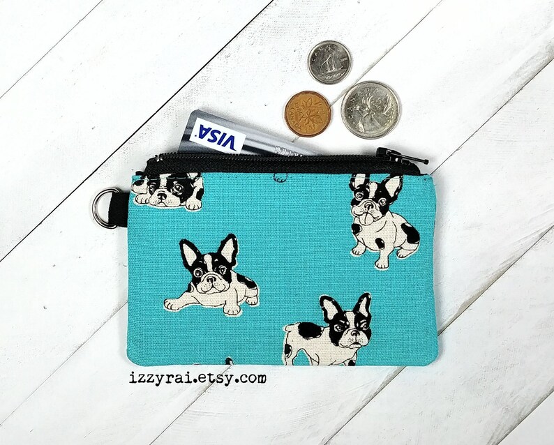 Coin Purse Dogs Gift FRENCH BULLDOG Teal Zipper Pouch Etsy