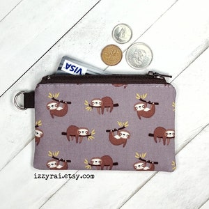 Monedero de moneda LAZY SLOTH - Bolsa de cremallera pequeña - Regalo - Monedero de cambio - Bolsa de cremallera - Monedero de tarjeta - Monedero de moneda lindo - Relleno de medias