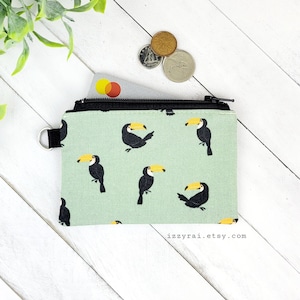 Porta-moedas TOUCAN - Porta-cartões-presente - Carteira de troca - Bolsa de viagem - Bolsa com zíper - Carteira para cartões - Pássaro exótico