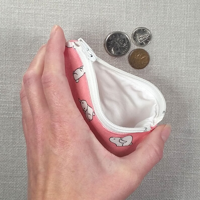Cute Kids Gift Card Wallet Pink Zipper Coin Pouch BUNNY Coin Purse Change Wallet Rabbits Bunnies Zipper Bag