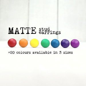 MATTE stud earrings - circle studs - rainbow earrings - hypoallergenic - stainless steel - post earrings - polymer clay - minimalist - tiny