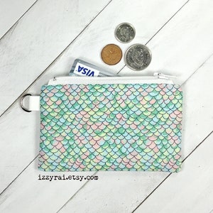 Monedero - Escamas de SIRENA - Monedero minimalista - Regalo náutico - Monedero con cremallera - Monedero para cambio - Bolso con cremallera - Monedero para niñas - Regalo para niños