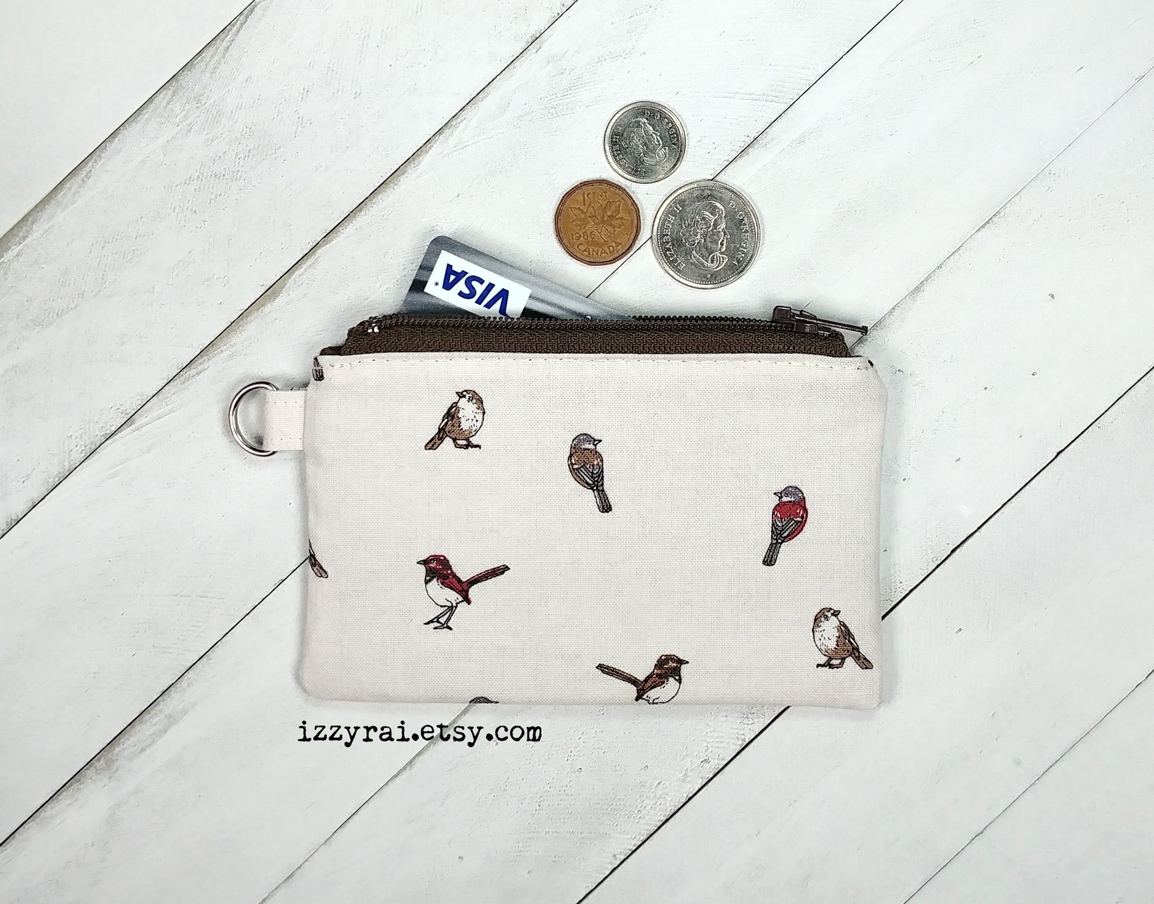 Handmade Bright Indizia (Flying Birds) pouch bag, coin purse, key