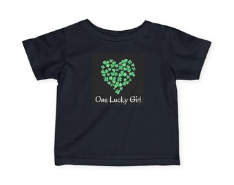 One Lucky Girl shamrock heart Infant Tee | St. Patrick's Day baby shirt