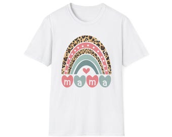 Mama Rainbow T-Shirt | Leopard Print Heart Rainbow, Mom Shirt