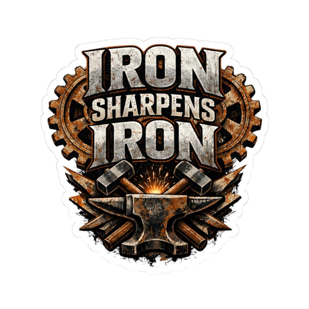 Iron Sharpens Iron Sticker | Anvil, Hammers, Gears, Forge Decal - Etsy