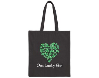 One Lucky Girl heart of shamrocks Tote Bag | St. Patrick's Day clover design