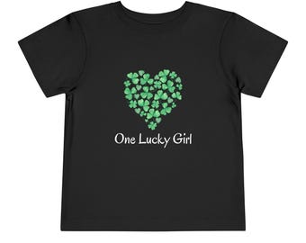 One Lucky Girl Shamrock Heart Toddler Tee | St. Patrick's Day Kids Shirt