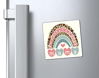 Leopard Rainbow Mama Magnets | Fridge Magnet, Nursery Decor
