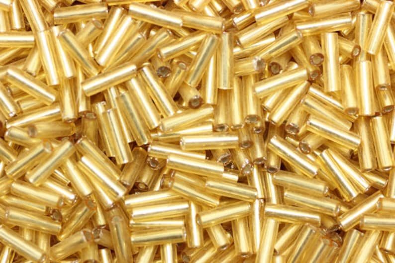 #3 Bugle Beads Opaque Golden Yellow