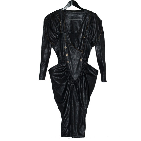1980's vintage black leatherette dress