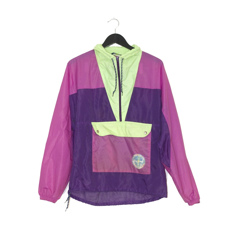 K-WAY 1980 vintage color block raincoat