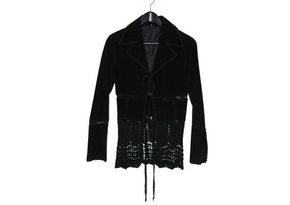 1970s vintage black women suede jacket suit jacket