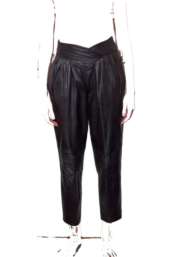 1980's black leather pants super soft small size