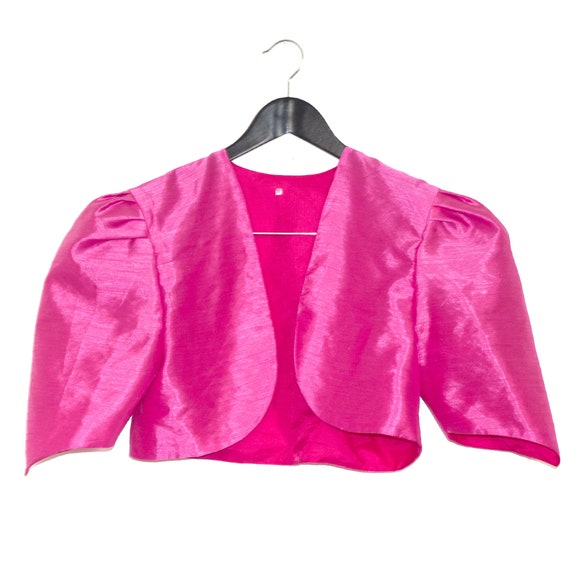 1980 pink silk jacket balloon sleeves