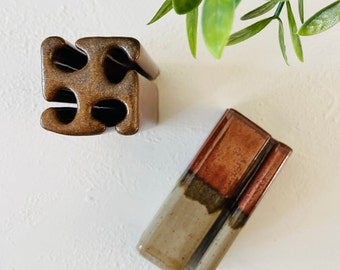 Vintage Toothbrush Holders Set of 2 | Mid Century Ceramic Sculptural Toothbrush Holders, Pen Holder, Paperweights