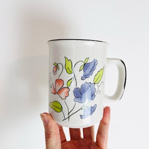 Vintage Floral Stoneware Mug, Made in Korea