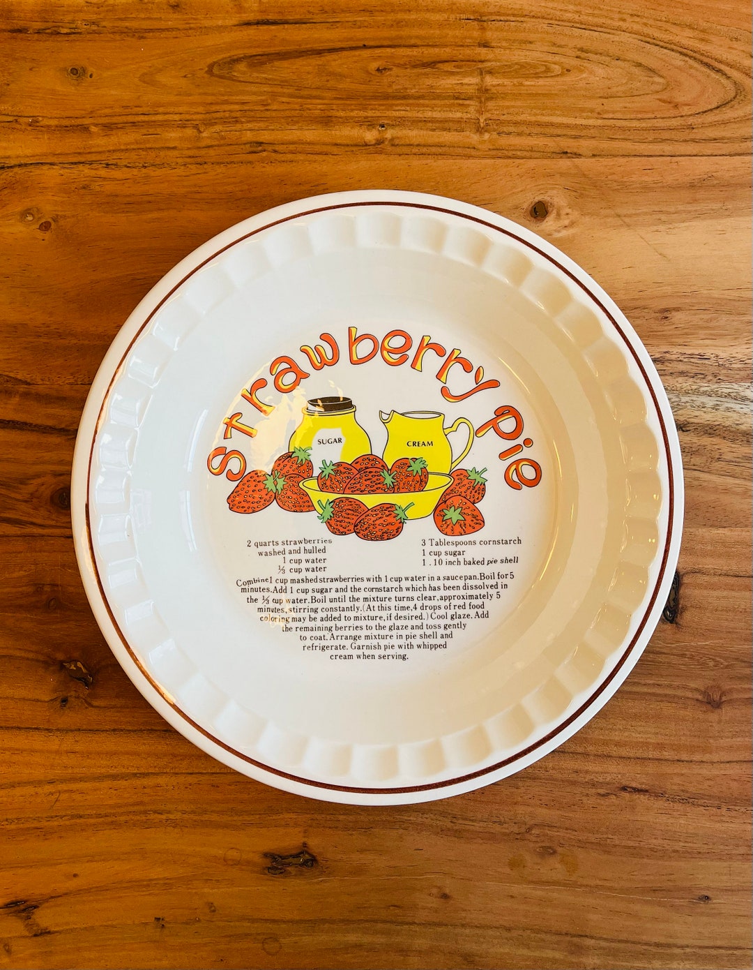 Vintage Strawberry Pie Plate Manoir Collection Made in Korea Vintage